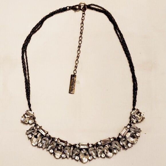 Rocksbox Perry Street Antique Gold Tone Clear Rhinestone Statement Necklace - Picture 1 of 5